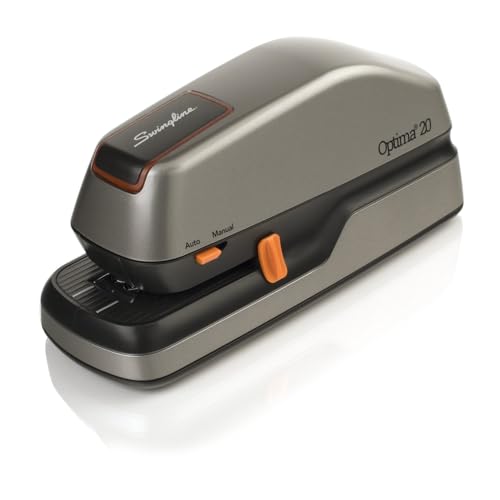 Swingline Electric Stapler, 20 Sheet Capacity, Optima 20, Jam Free, Auto or Manual, Plug In or Battery, Silver (48208) - size: 20 Sheet, style: Full Strip (Pack of 1)