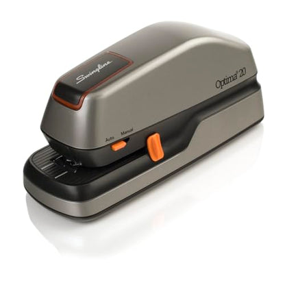 Swingline Electric Stapler, 20 Sheet Capacity, Optima 20, Jam Free, Auto or Manual, Plug In or Battery, Silver (48208) - size: 20 Sheet, style: Full Strip (Pack of 1)