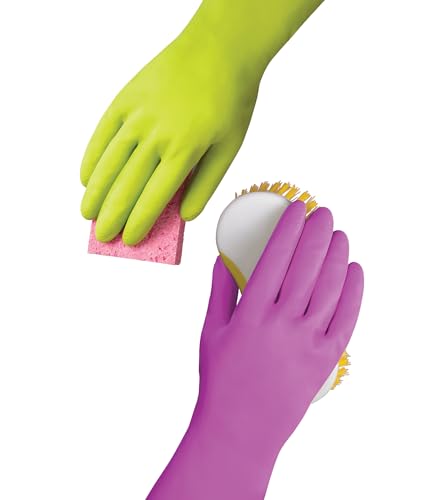 Mr. Clean Duet Reusable Latex Cleaning Gloves with Non-Slip Grip, 2 Pair, Small - size: Small (Latex, 2 Pair)