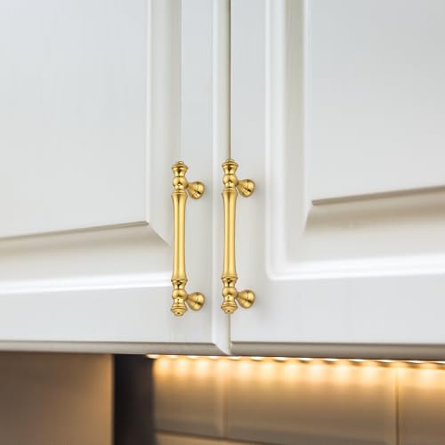 Brushed Antique Brass Cabinet Handles, Drawer Pulls, 3-3/4 Inch, 10 Pack - color: Brushed Antique Brass, size: 3-3/4 Inch Hole Center