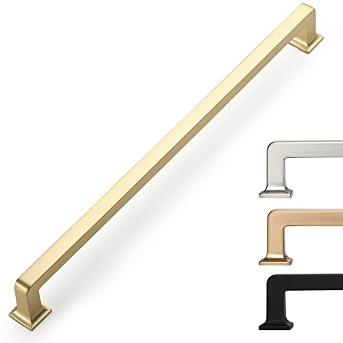 9BUILD 10 Pack 10 Inch Brushed Brass Cabinet Pulls,Kitchen Hardware - color: Brushed Brass, size: 10"/256MM Hole Center