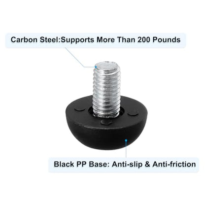 PATIKIL M8 Furniture Leg Leveling Feet, 8 Pcs 8mm x 1.25 Adjustable Threaded Screw-in Feet Levelers Replacement Feet Glides for Table Chair Cabinet, Black