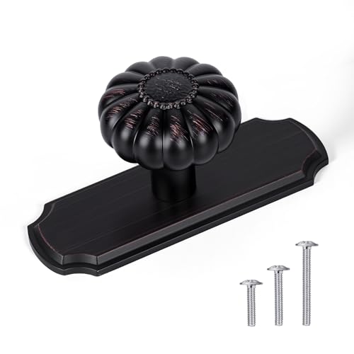 4 Pack Vintage Oil Rubbed Bronze Cabinet Knobs with Backplate, 1-1/4 Inches - color: Oil Rubbed Bronze, size: 4 Pack