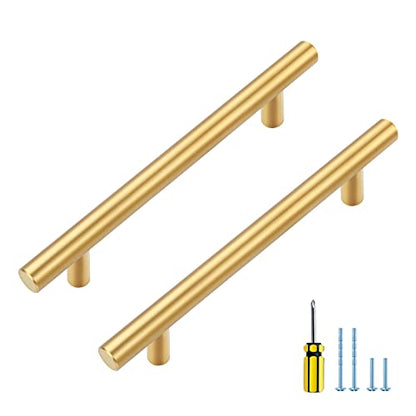 Ravinte Brushed Brass Cabinet Handles, 15 Pack Drawer Pulls, 4 in - size: 4 Inch Hole Centers