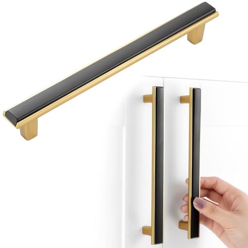 Black and Gold Cabinet Pulls Drawer Handles 6-1/4 Inch 5 Pack 2281 - color: Matte Black & Gold, size: 6-1/4 In Hole Distance, style: 5 Pack