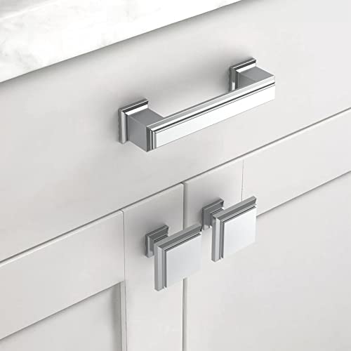 Asidrama 20 Pack 3 inch Polished Chrome Kitchen Cabinet Handles - color: Polished Chrome, size: 3" Hole Center(76mm)