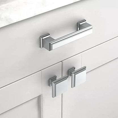 Asidrama 20 Pack 3 inch Polished Chrome Kitchen Cabinet Handles - color: Polished Chrome, size: 3" Hole Center(76mm)