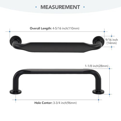 HOME EDIT Matte Black Solid Cabinet Handles & Pulls 3-3/4 Inch 10 Pack - color: Matte Black, size: 3-3/4 inches Hole Center