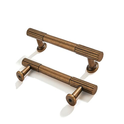 10-Pack 3 Inch Hole Center Antique Brass Cabinet Pulls Solid Heavy Duty Cabinet Pull is Suitable for Drawers Dressers Handles Kitchens Bathroom cabinets - color: Antique Brass, size: 3 Inch(76mm) hole center