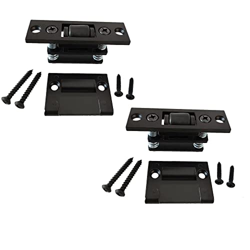 Door Ball Catch Heavy Duty Solid Silent Door Roller Catch with Adjustable Square Strike-Satin Black-Pack of 2 - color: Satin Black