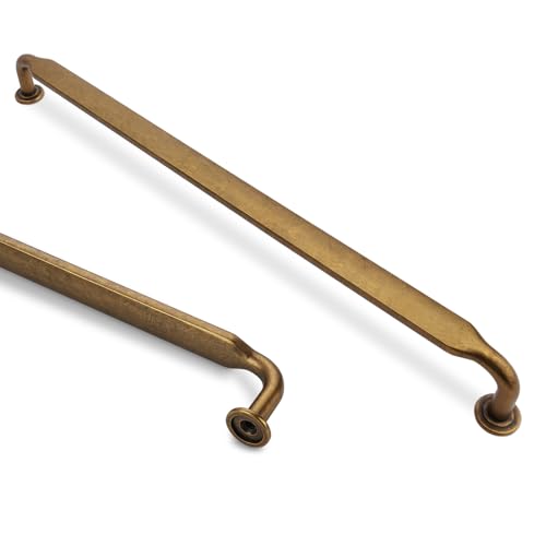 10 Pack 12-3/5 inch Antique Brass Kitchen Cabinet Handles - color: Antique Brass, size: 12-5/8'' Hole Center(320mm)