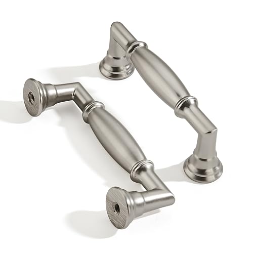 2 Pack 3 Inch Hole Center Brushed Satin Nickel Cabinet pulls Solid Heavy Duty Cabinet Pull Cabinet Handles Kitchen Cabinet Hardware Vanity Handles Bathroom Cabinet pulls - color: Brushed Satin Nickel, size: 3 Inch(76mm)hole center