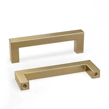 Goldenwarm 30 Pack Champagne Bronze Cabinet Pulls Gold Cabinet Handles 3 Inch Champagne Drawer Pulls Brushed Bronze Cabinet Pulls Handles Kitchen Cabinet Hardware Square Gold Pulls for Cabinet Drawer - size: 3in Hole Centers