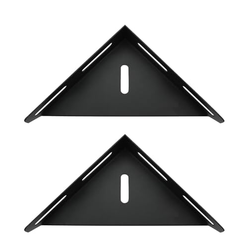 2PCS Stainless Steel Large Triangular Brackets Right Angle Supports Furniture Connectors Cabinet Storage Box Fixing Hardware Heavy Duty High Strength Bed Frame Corner Supports Black