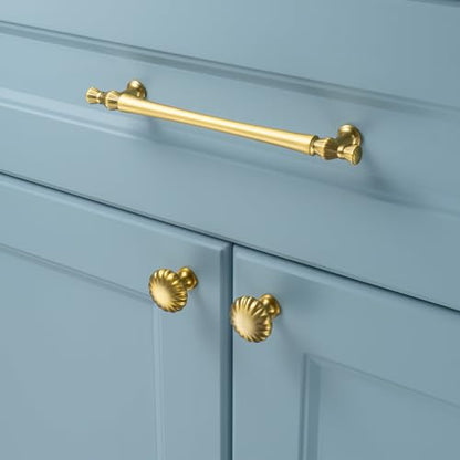 6-1/4 Inch Brushed Gold Cabinet Pulls 10 Pack French Style P2408 - color: Brushed Gold, size: 6-1/4" Hole Centers-10 Pcs