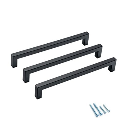 30 Pack Matte Black Cabinet Handles Black Square Dresser Pulls Cupboard Drawer Handles 8" Hole Center 203mm Modern Stainless Steel Kitchen Cabinet Hardware - color: Matte Black, size: 8 inch hole center (203mm)