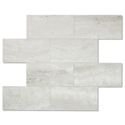 10 Sheets Gray Stone PVC Subway Tiles Peel and Stick Backsplash,12''Heat Resistant Stick on Tiles for Kitchen,Waterproof Peel and Stick Wall Tiles for Bathrrom - color: Light Gray Stone