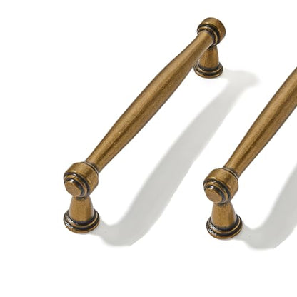 2 Pack 5inch(128mm) Center to Center Antique Brass Cabinet Pulls Handles for Cabinets Cupboard Solid Heavy Duty Drawer Handles Dressers Kitchens bedrooms - color: Antique Brass, size: 5inch(128mm) Center to Center