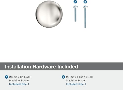 Amerock 1-1/4" Round Edona Polished Nickel Cabinet Knob - color: Polished Nickel, size: 1-1/4 Inch (32 mm) Diameter