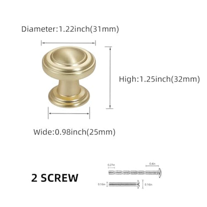 10 Pack Kitchen Cabinet Handles Brushed Brass Cabinet Knobs Gold Drawer Knobs Solid Kitchen Hardware - color: Brushed Brass, size: Knobs