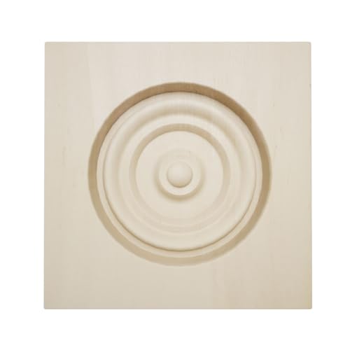2 1/2"W x 2 1/2"H x 7/8"P Americraft Solid Hardwood Stain Grade Bullseye Rosette with Squared Edge, Poplar - color: Poplar, size: 2.5-in. W x 2.5-in. H