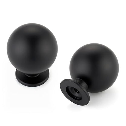 Black Cabinet Knobs 12 Pack Round Ball Drawers Knobs, 1" Diameter - color: Black