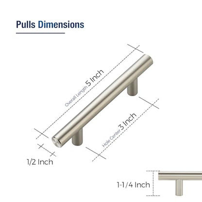 20 Pack Brushed Nickel Cabinet Handles, 3 in Hole Center Cabinet Pulls - color: Brushed Nickel, size: 3 in Hole Center