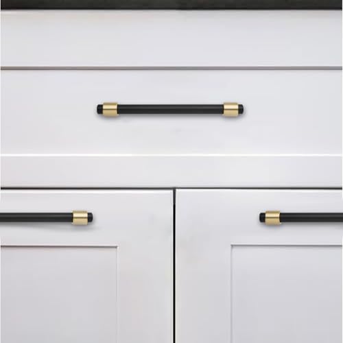 khtumeware 10 inch 5 Pack Matte Black/Champagne Bronze Cabinet pulls Zinc Alloy, Kitchen Cabinet Handles, Wardrobe Drawer Handles - Suitable for Bathroom cabinets, Bedroom Furniture - color: Matte Black/Champagne Bronze, size: 10 Inch