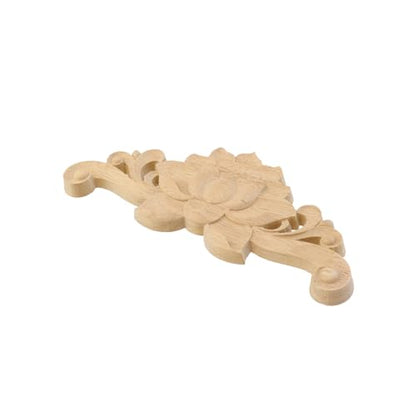 Antrader Wood Appliques,4Pcs Unpainted Wooden DIY Carved Onlays, Style 5 - style: Style 5