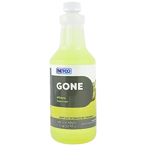 GONE Instant Mold & Mildew Remover - 12.5% Bleach Industrial-Strength Cleaner, Stain Removal on Shower, Siding, Bathroom Tile, Grout, Trim, Boats, and Outdoor Furniture, 1-Quart Spray Bottle