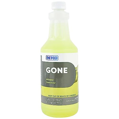 GONE Instant Mold & Mildew Remover - 12.5% Bleach Industrial-Strength Cleaner, Stain Removal on Shower, Siding, Bathroom Tile, Grout, Trim, Boats, and Outdoor Furniture, 1-Quart Spray Bottle