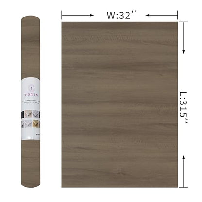 32x315inch Wide Dark Grey Peel and Stick Wallpaper Taupe Walnut Wood Grain Contact Paper for Kitchen Bathroom Cabinet Wrap Matte Thick Removable Vinyl Self Adhesive Wall Paper Waterproof Wall Stickers - color: Taupe, size: 32" x 315"