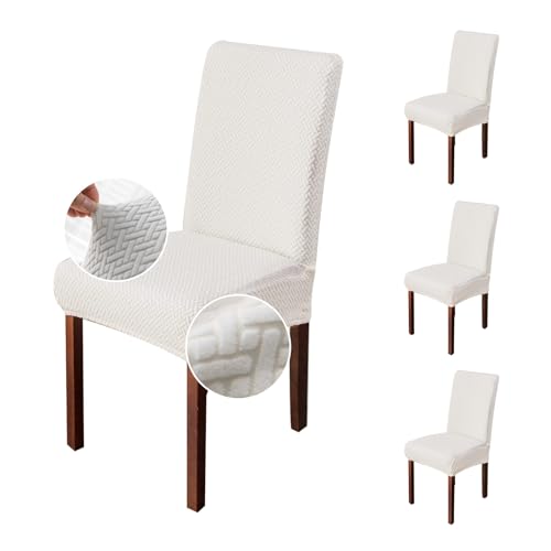 Genina Stretch Chair Covers for Dining Room Kitchen Parsons Set of 4 - color: White, size: 15-19in Not waterproof
