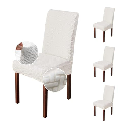 Genina Stretch Chair Covers for Dining Room Kitchen Parsons Set of 4 - color: White, size: 15-19in Not waterproof