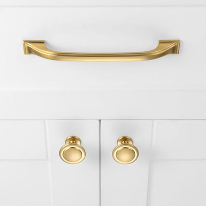 Brushed Gold Cabinet Knobs Round Kitchen Pulls 10 Pack 8222 - color: Brushed Gold, size: 1-1/4 Inches, style: 10 Pack Round Knob