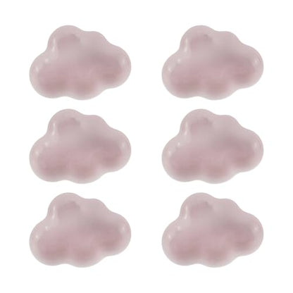 Dnyta 6 Pcs Clouds Shaped Ceramic Knobs Glossy Ceramic Pulls Drawer Knobs - style: Light Pink,Clouds Shaped