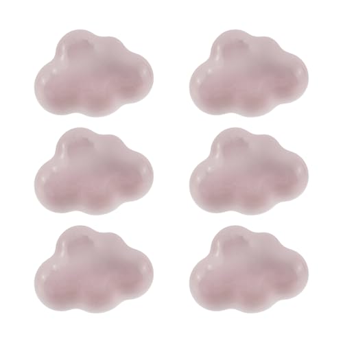 Dnyta 6 Pcs Clouds Shaped Ceramic Knobs Glossy Ceramic Pulls Drawer Knobs - style: Light Pink,Clouds Shaped