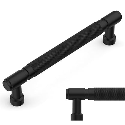 Amerdeco 10 Pack Matte Black knurled Cabinet Pulls 6.3" - color: Matte Black, size: 6.3" hole center