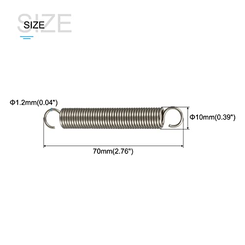 METALLIXITY Extension Spring (1.2x10x70mm/0.047"x0.39"x2.76") 2Pcs, Stainless Steel Tension Spring Wire - for Home Repair Construction Machinery - size: 0.047"x0.39"x2.76"