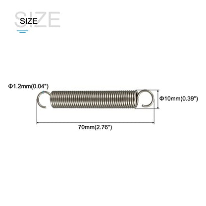 METALLIXITY Extension Spring (1.2x10x70mm/0.047"x0.39"x2.76") 2Pcs, Stainless Steel Tension Spring Wire - for Home Repair Construction Machinery - size: 0.047"x0.39"x2.76"