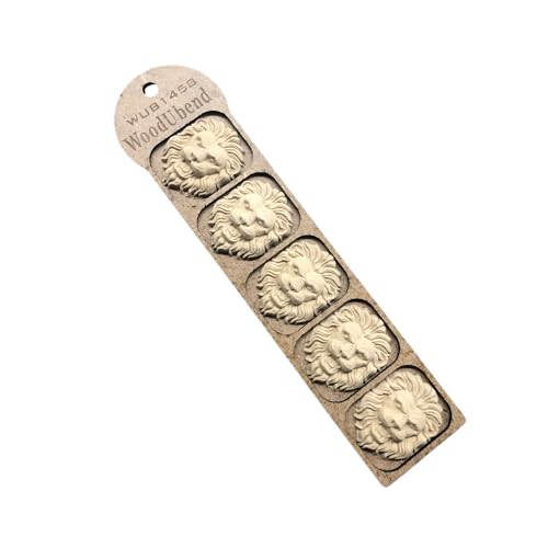 WoodUbend WUB1458 Pack of 5 Lions Appliques - Heat Bendable & Flexible Wood Onlays 4.7x3.5cm - DIY Craft, Furniture & Home Decor - Easy to Apply & Paint - Versatile, Reusable & Decorative Decals