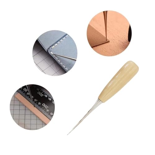 Heavy Duty Leather Craft Tool Set, Assorted Hand Sewing Needles Strong Upholstery Thread Drilling Awl and Thimble, Upholstery Repair Kit for Leather Repair Stitching Sewing, Pack of 12