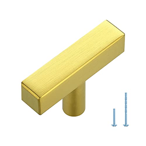 1 Pack Gold T Bar Square Cabinet Knobs 2in Cabinet Pulls Kitchen Hardware - color: Gold, size: 1 Pack, style: Square