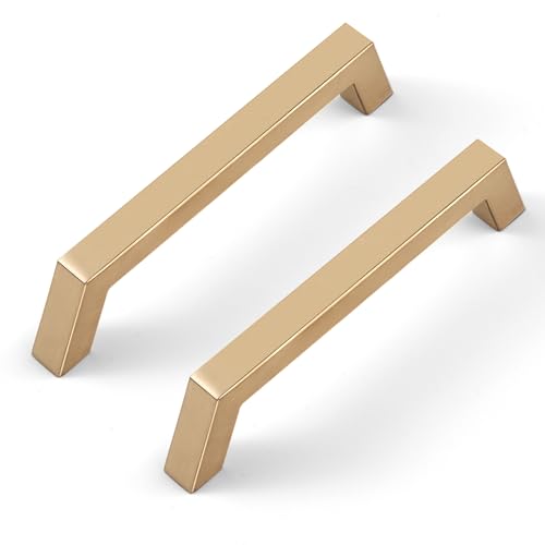 Estmoon 10 Pack 5 Inch Cabinet Handles - Champagne Bronze Cabinet Pulls Modern Square Kitchen Handles for Cabinets and Drawers Cabinet Hardware, 5" Hole Centers(128 mm) - color: Champagne Bronze