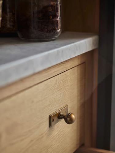 Goo-Ki Antique Brass Cabinet Knobs with Rectangular Backplate, 6 Pack - color: Antique Brass, style: Rectangular Plate