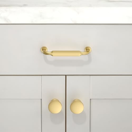 10 Pack Brushed Gold Cabinet Pulls 3.75 Inch(96mm) Kitchen Cabinet Handles Solid Zinc Alloy Cabinet Hardware Drawer Pulls - color: Brushed Gold, size: 3.75" Hole Center