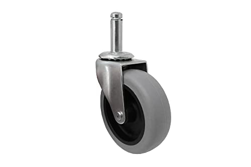Shepherd 3" Swivel Stem Caster with Soft TPR Tread Rubber Wheel and 7/16" Stem Diameter, Ribbed Tread Heavy-Duty Caster Wheel, 175-lb. Capacity, Gray - size: 3-Inch