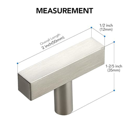 10 Pack Brushed Nickel Cabinet Knobs 2 In, Silver Square Bar Hardware - color: Brushed Nickel&square Bar