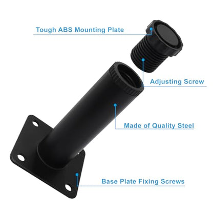 4 Inch Adjustable Metal Furniture Legs 4 Pack Black with Screws - size: 4 inches