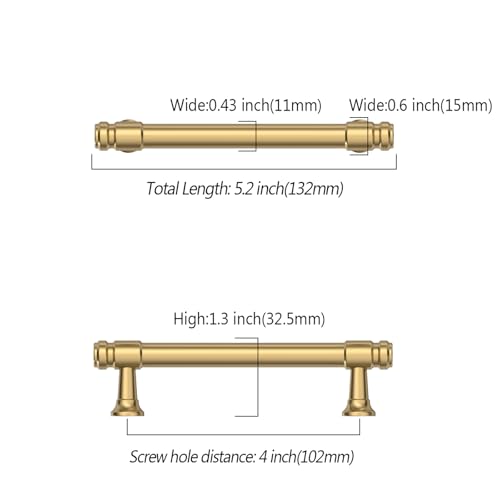 Asidrama 10 Pack 4 Inch Champagne Bronze Kitchen Cabinet Handles - color: Champagne Bronze, size: 4" Hole Center(102mm)